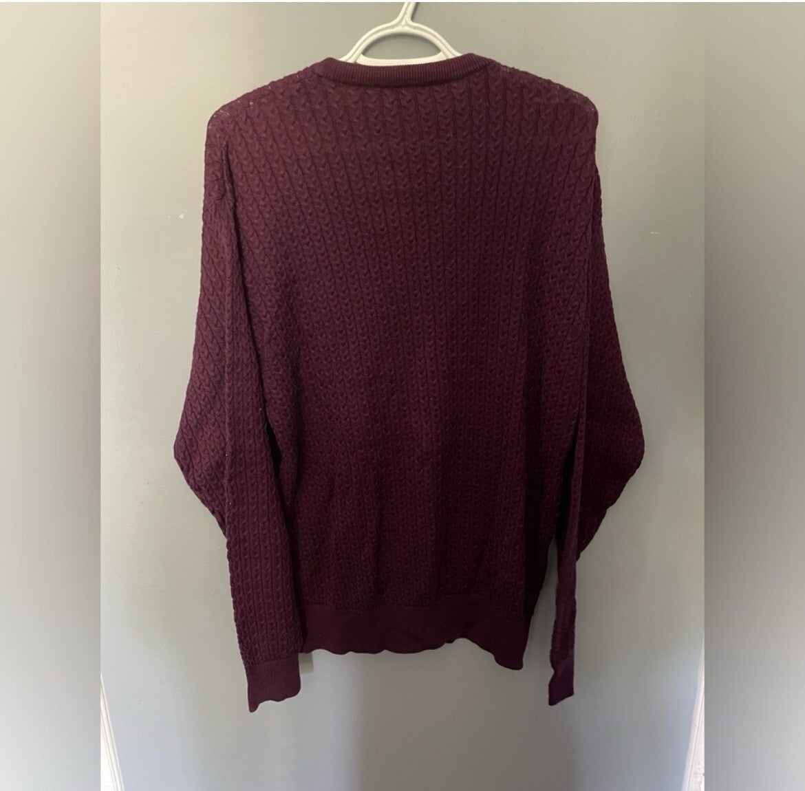 Vintage Bobby Jones Golf Sweater Purple Knit Long Sleeve Pullover Size Large