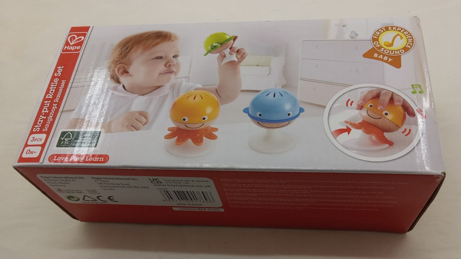 Hape Toys Stay-Put Rattle Set – Baby Sea Animal Rattles with Suction Cups