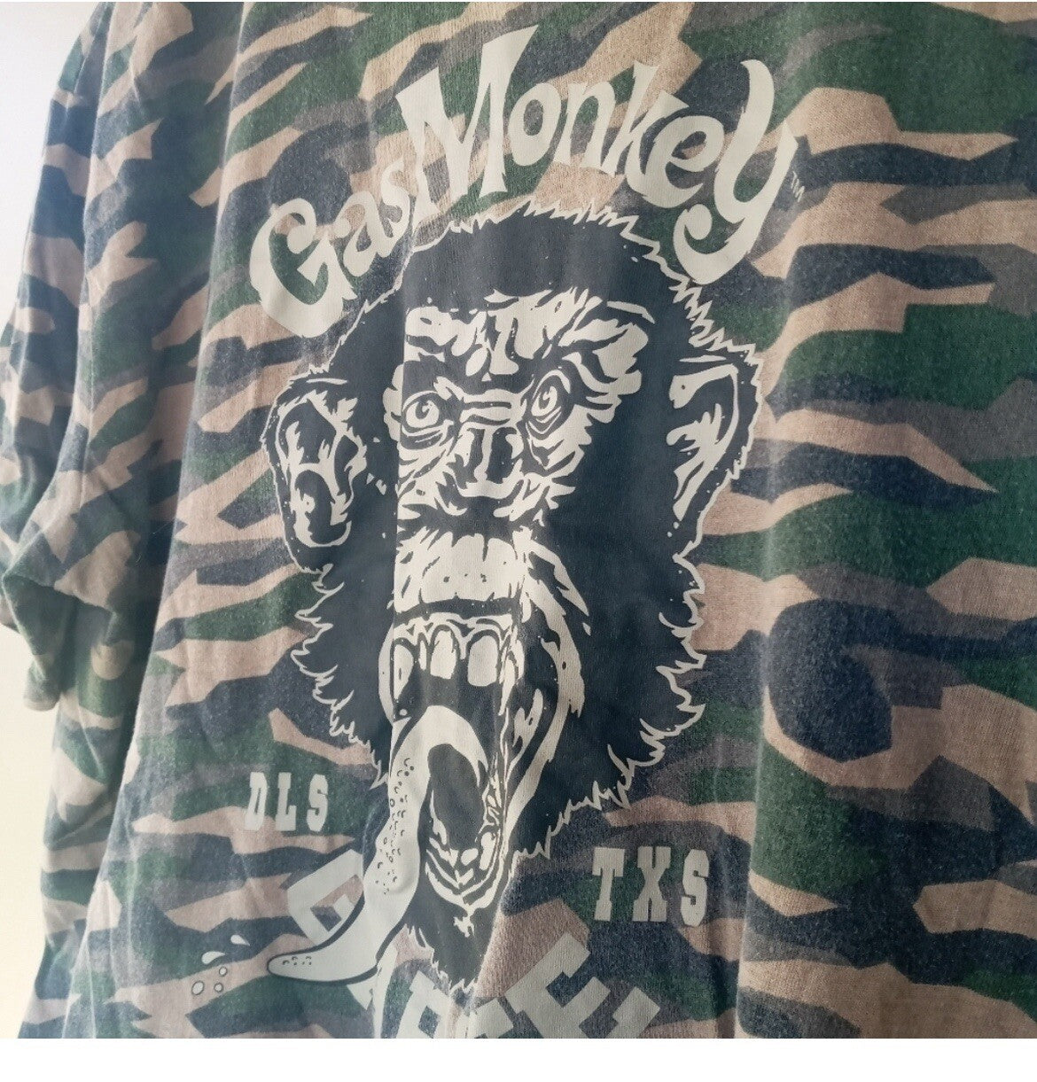 Gas Monkey Garage Men’s Camo Tee Shirt Cotton T‑Shirt Auto Garage Size Large L