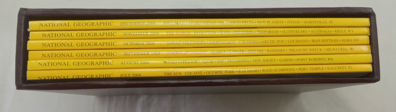 National Geographic Jul–Dec 2004 VG+ | 6 Magazines in Faux Leather Case