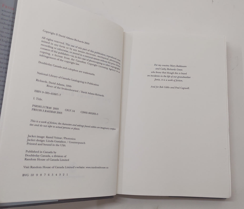 David Adams Richards River of the Brokenhearted 2003 Hardcover Fiction Novel