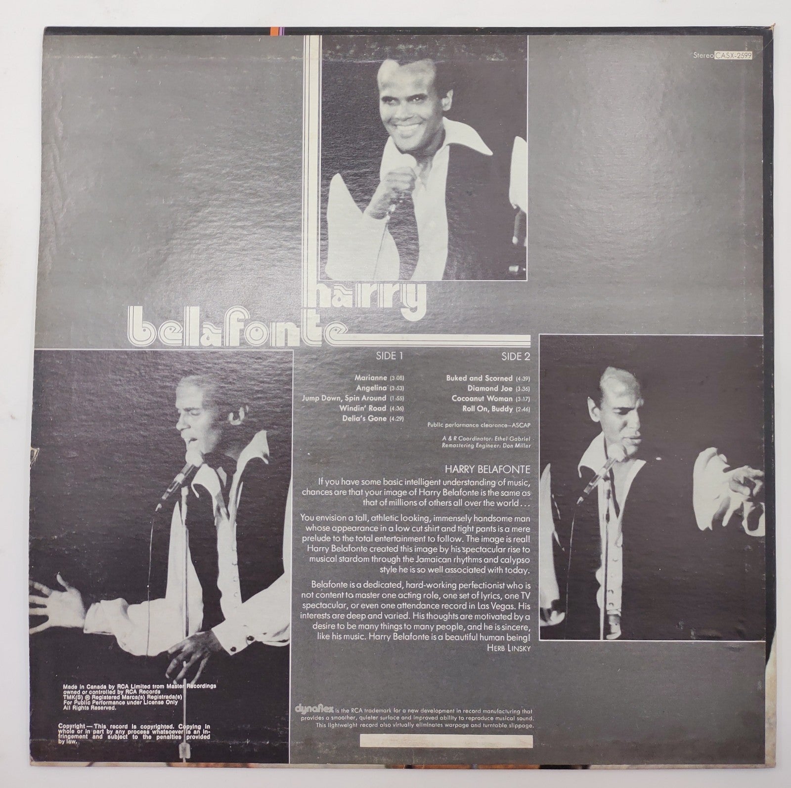 Harry Belafonte – RCA Camden CAS-2599 (1973) Folk Pop Compilation LP