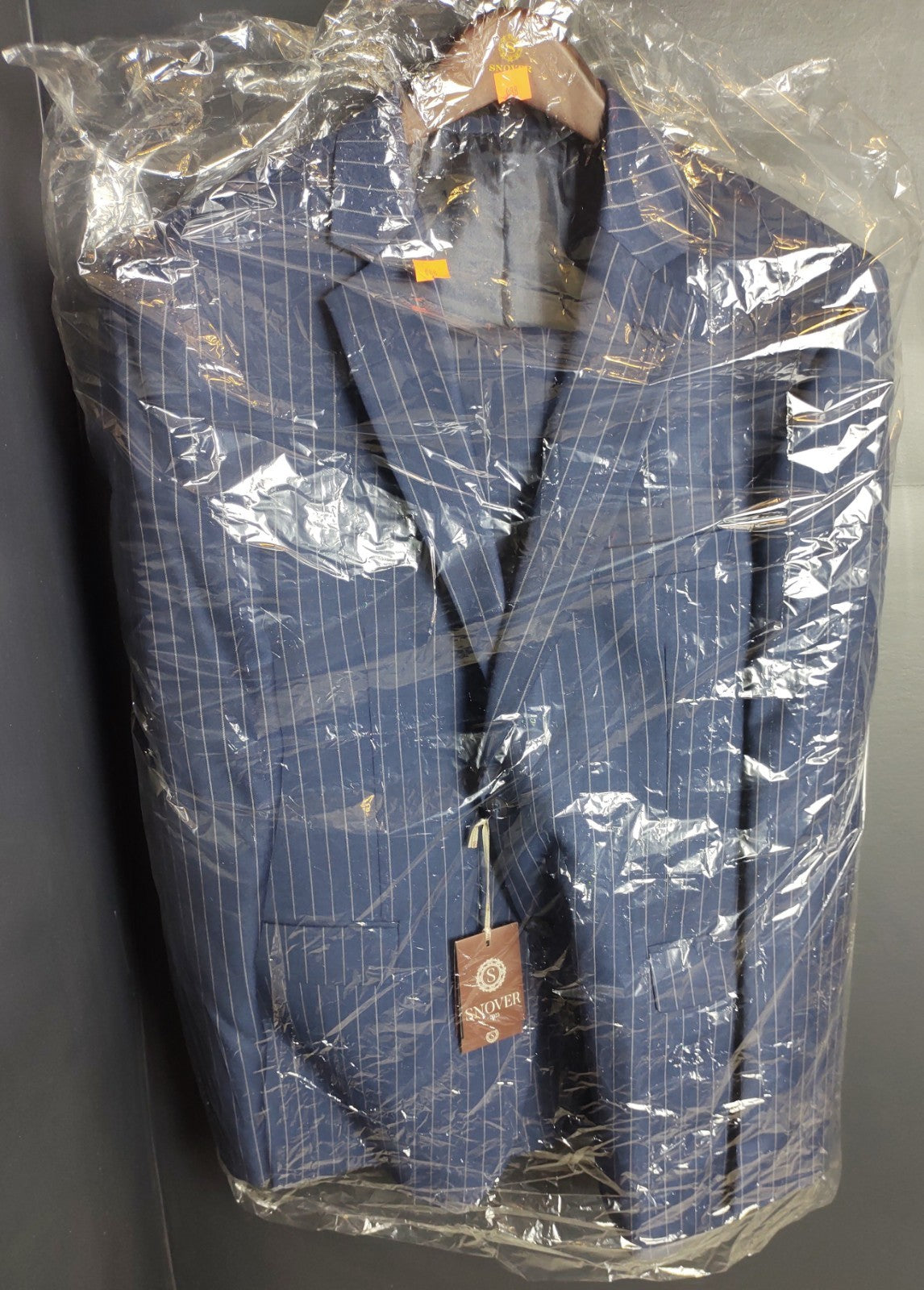 Snover Blue Pinstripe Suit Men's 46 Jacket/40W Pants 2-Pc Sharp Fit