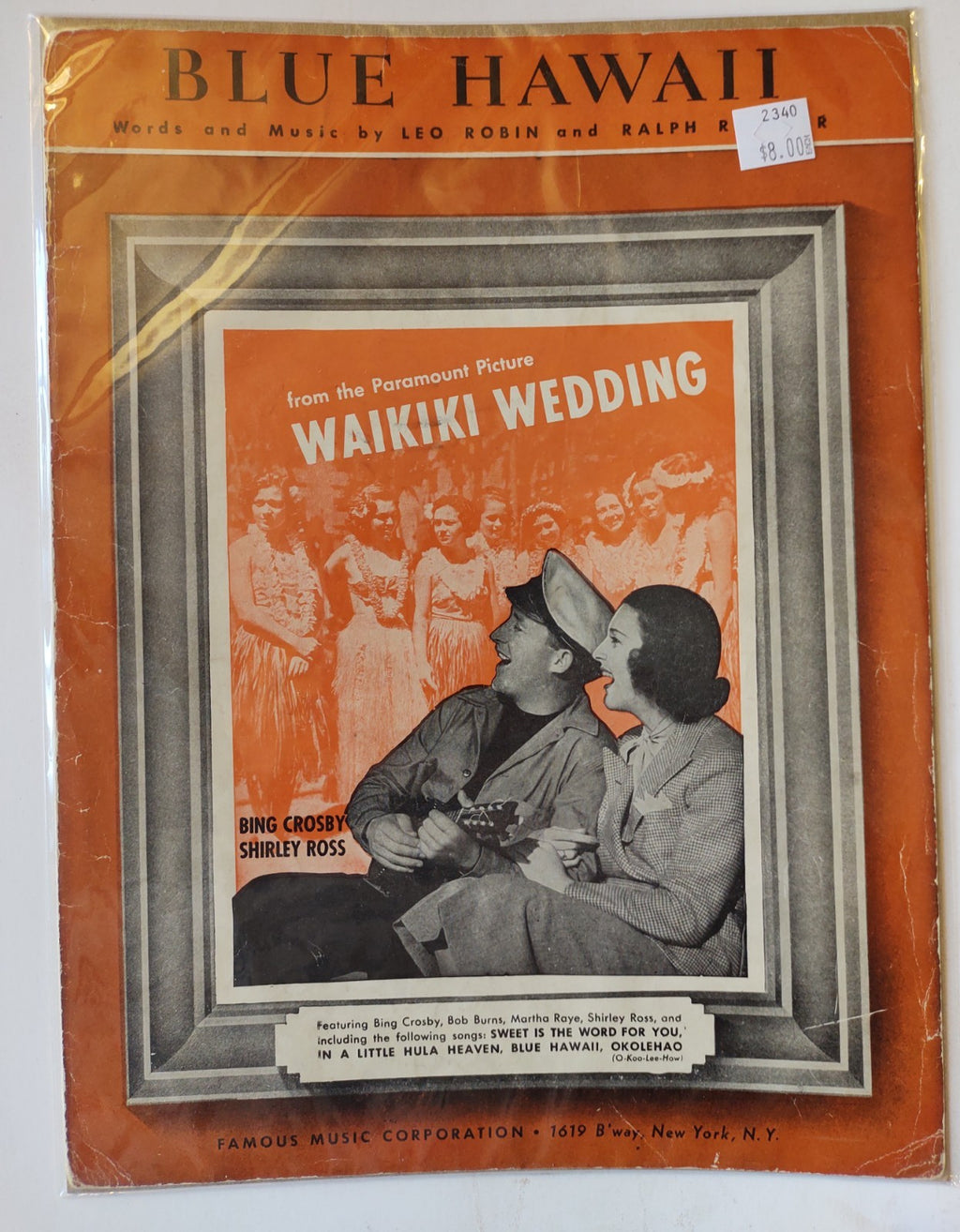 Blue Hawaii Bing Crosby Shirley Ross 1937 Waikiki Wedding Vintage Sheet