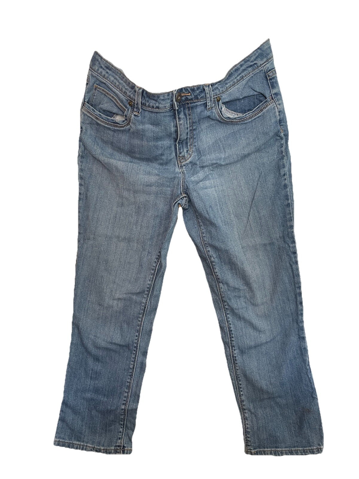 St. Johns Bay Capris Size 12 Light Wash Mid-Rise Denim Cropped Jean Pants