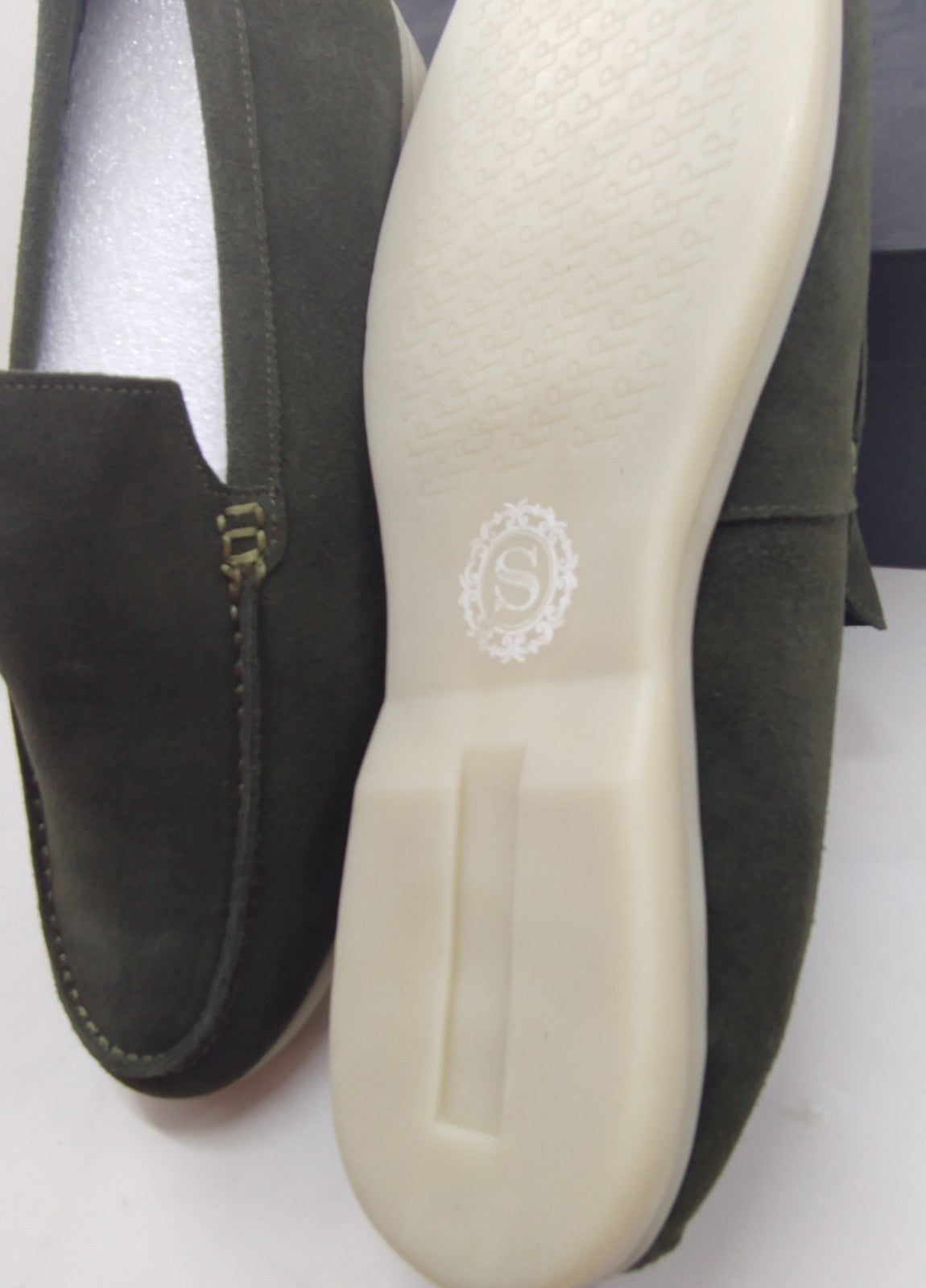 Snover AL6-10 Green Suede Loafers Men's Slip-On Dress Casual Shoes