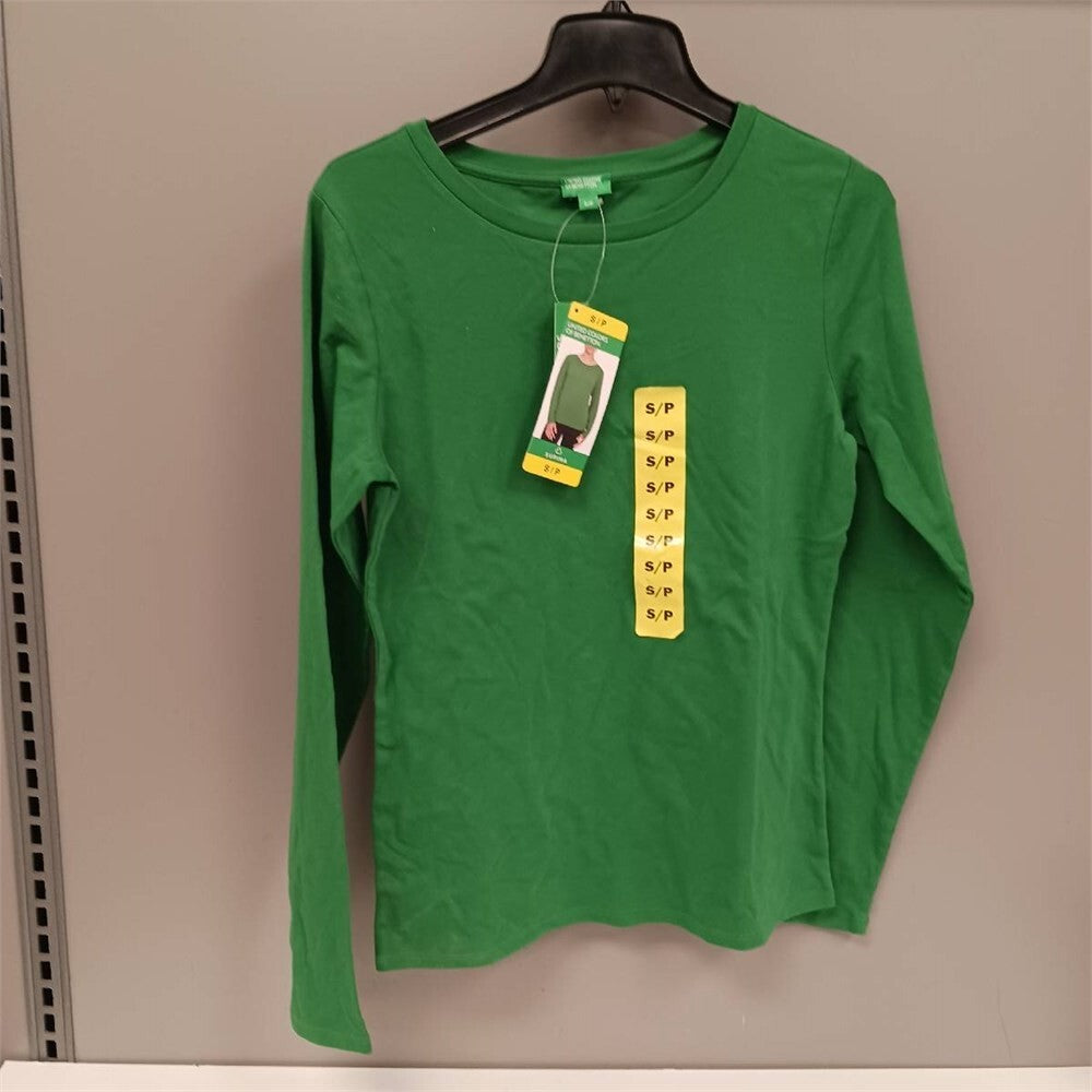 Benetton Green Long Sleeve Shirt Women’s Small NWT Stretch Cotton Casual Top