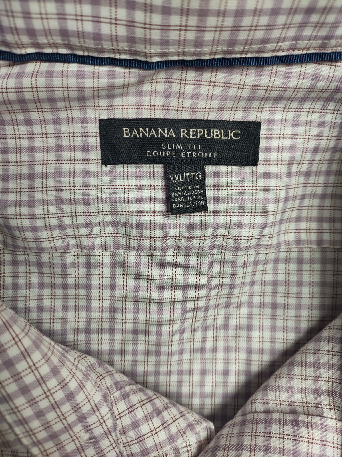 Banana Republic Men’s XXL Light Purple Check Dress Shirt Long Sleeve NWT