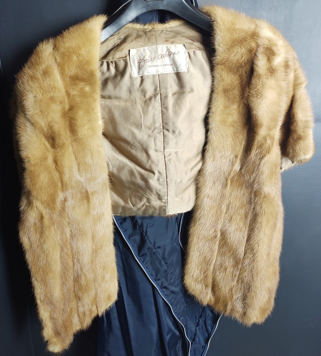 Eatons of Canada Fur Salon Real Mink Bolero Jacket Vintage Fur Cropped Pullover