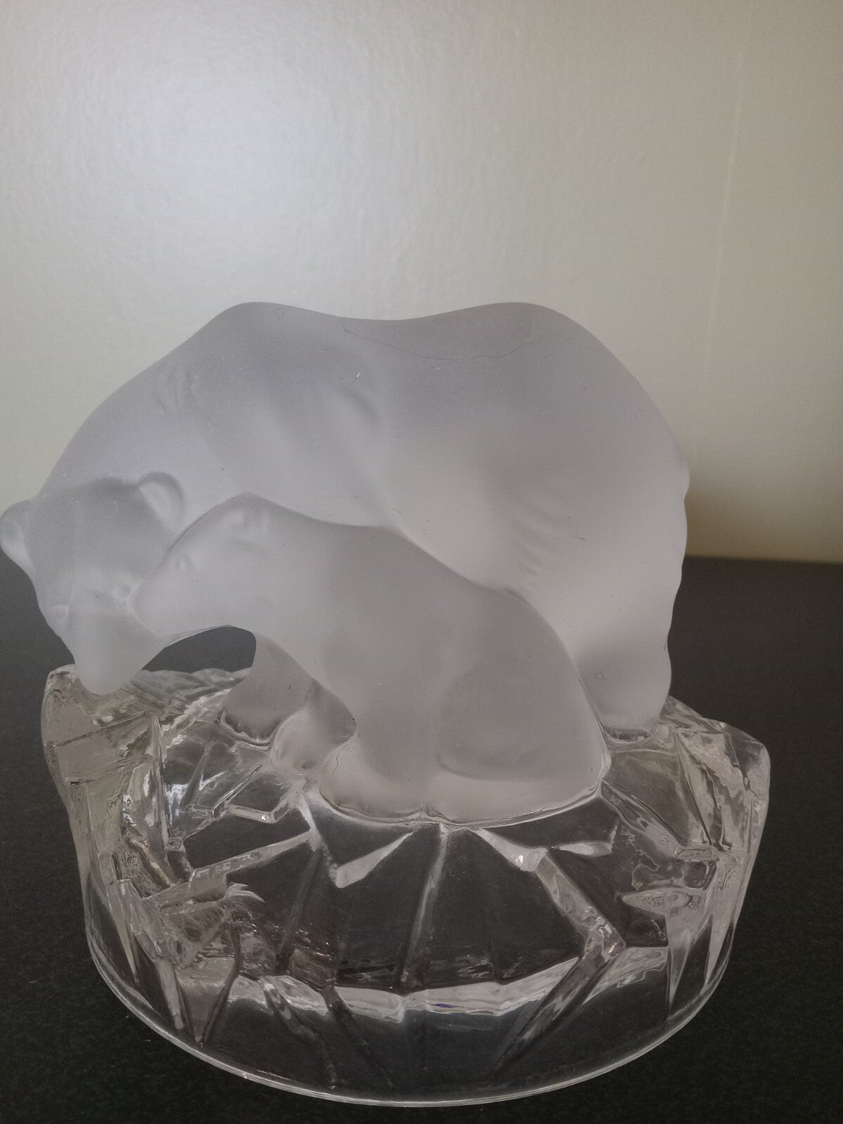 Vintage Crystal Figurine – Frosted Polar Bear with Cub by Nachtmann