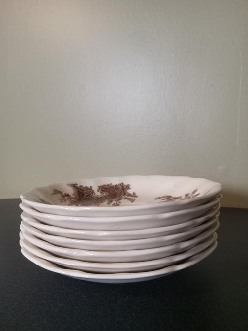 1950s Johnson Bros "The Old Mill" Teacup Saucers – Set of 7