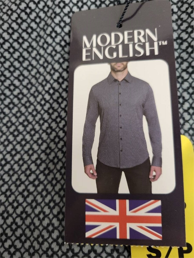 Modern English Shirt NWT Men’s Small Black Grey Pattern Button Up