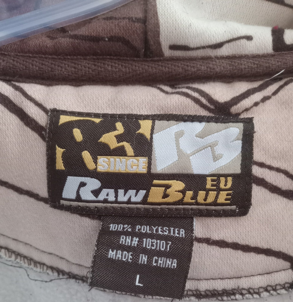 Rawblue Graffiti Zip Hoodie Full Face Mask Urban Streetwear Jacket Men’s Size L