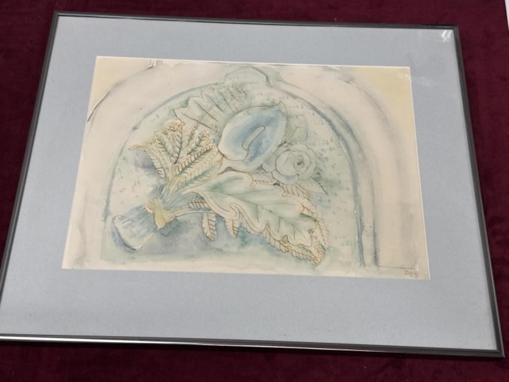 Sally B Hooff Watercolor & Ink “Marble Bouquet” 1992 PEI Artist Original