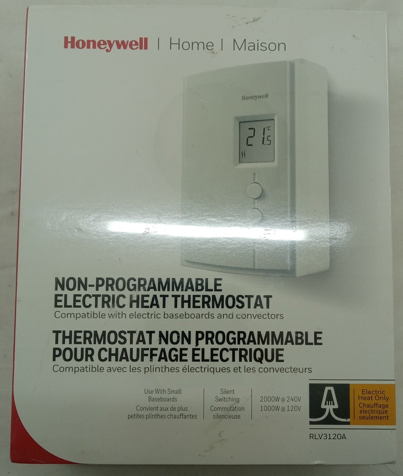 Honeywell RLV3120A NIB Thermostat Shrink-Wrapped Electric Heat 120/240V White