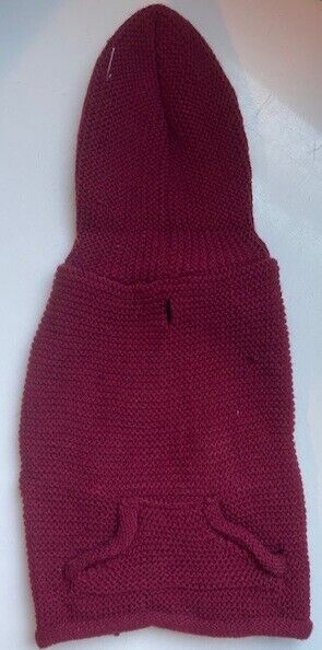 Burgundy Knit Dog Sweater – Cozy Pullover Winter Coat for Small Pets