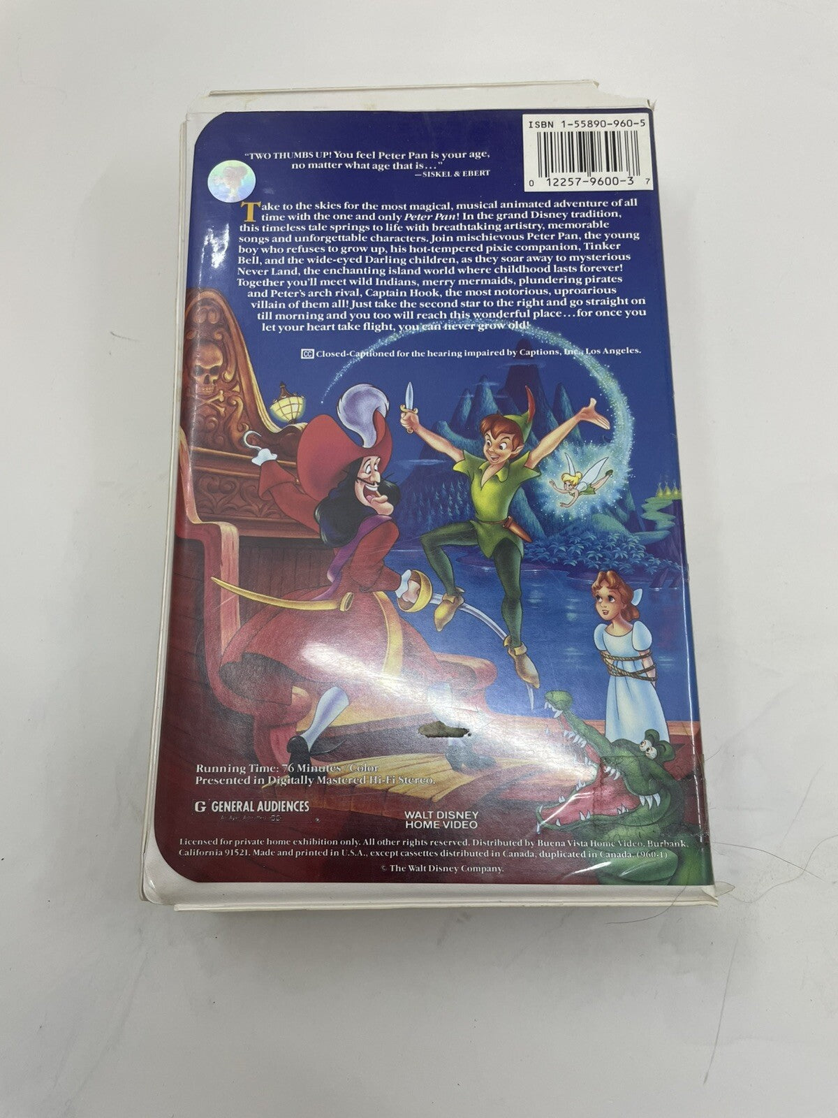 Disney Black Diamond VHS Peter Pan 1990 Vintage Animated Movie