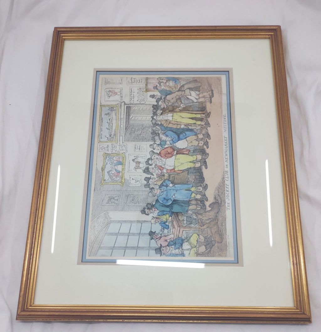 Thomas Rowlandson “The Jockey Club or Newmarket Meeting” Hand-Coloured Etching