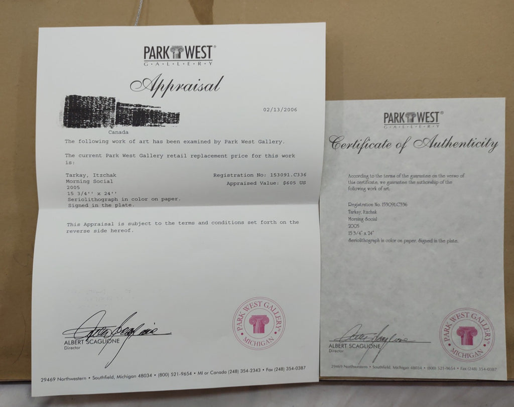 Itzchak Tarkay Morning Social Seriolithograph Framed Figurative Art