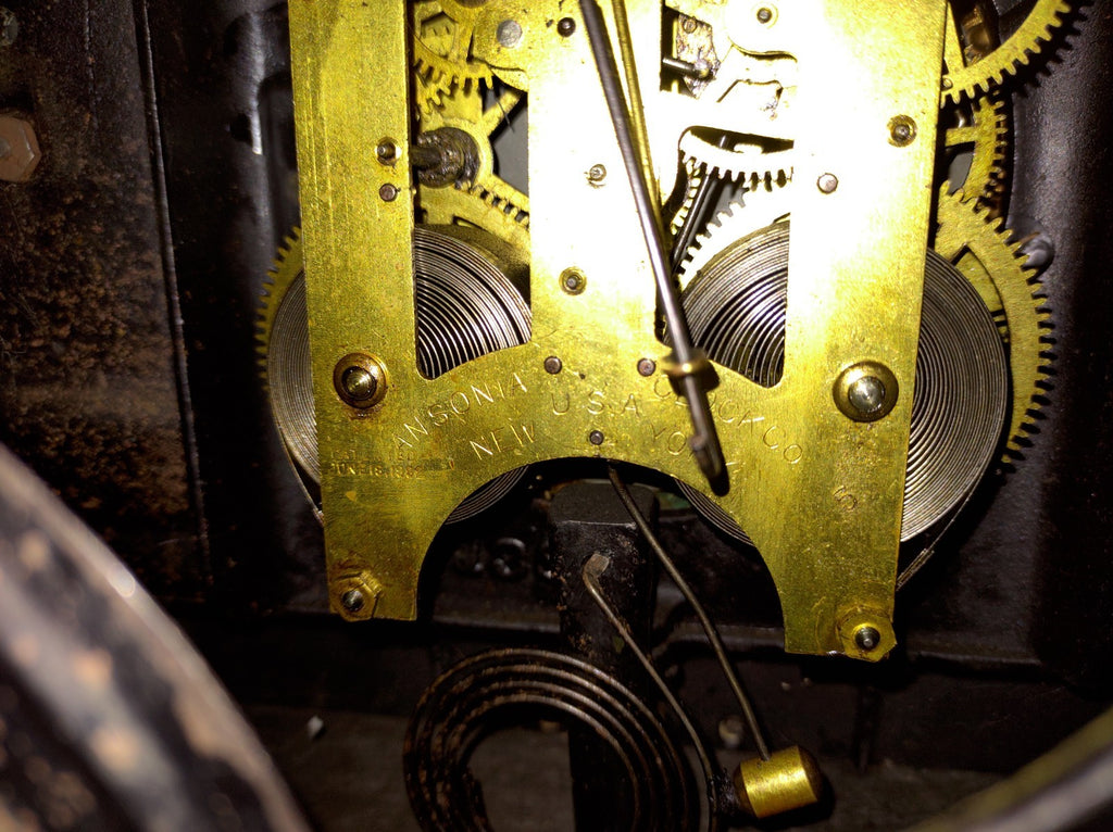 Antique 1886 Ansonia Cast Iron Figural Mantel Clock Empire Running Original