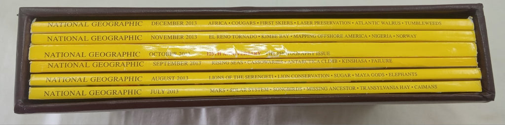 National Geographic Jul–Dec 2013 VG+ | 6 Issues in Faux Leather Slipcase