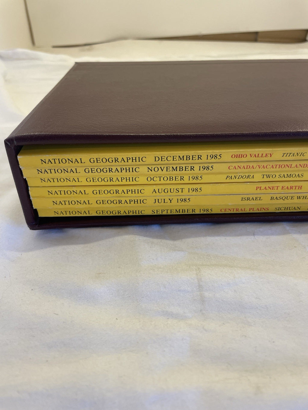 Nat Geo Mags Jul–Dec 1985 Set + Slipcvr Vtg Earth Wildlife World Atlas