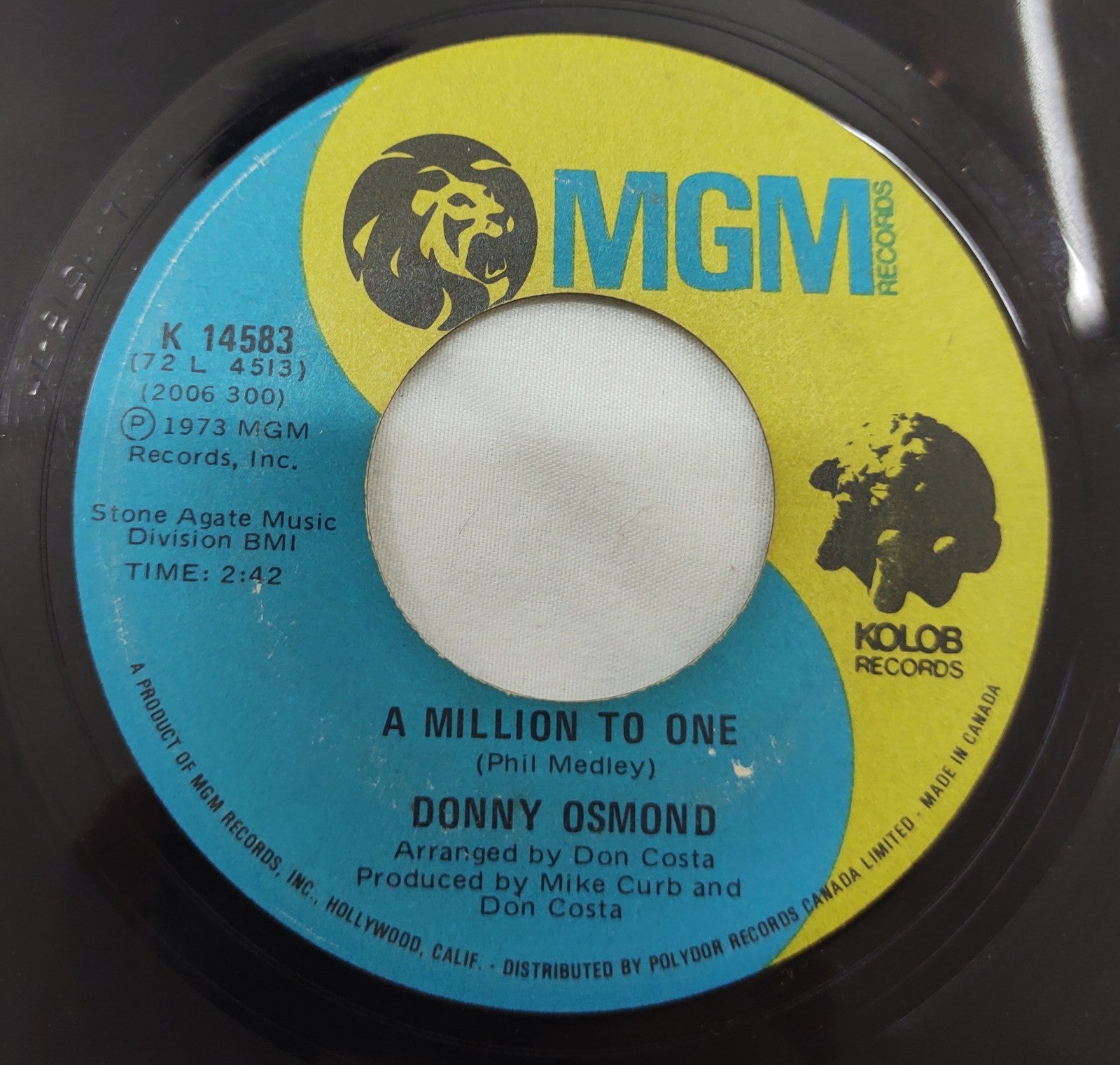 Donny Osmond – Young Love 7” MGM K-14583 Canada 1973