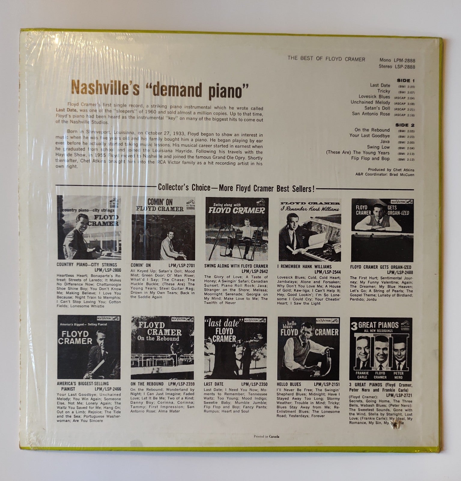 Floyd Cramer The Best Of LSP-2888 Stereo Mono Piano Hits Java LP 1964