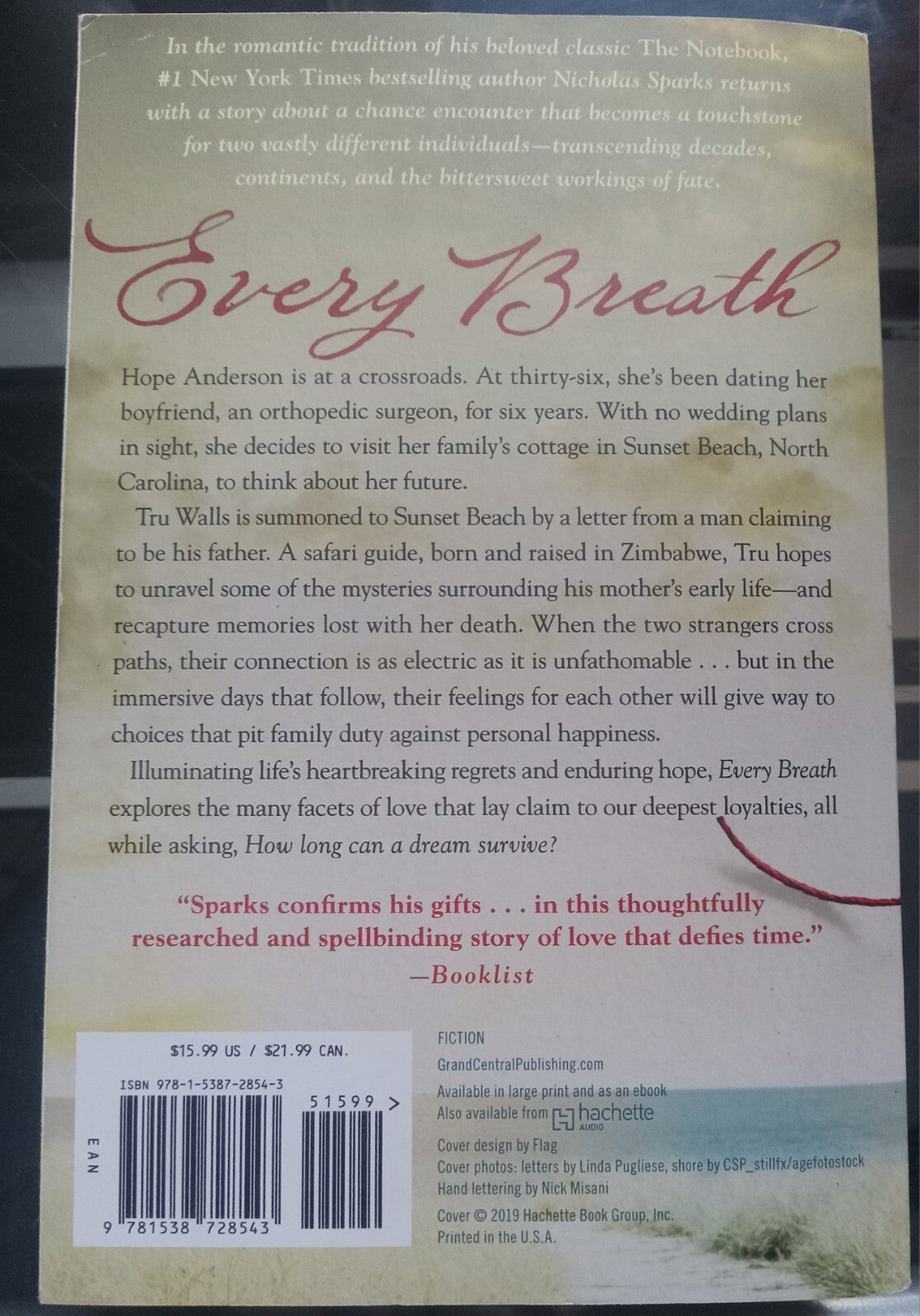 Every Breath by Nicholas Sparks PB Romance Love Story Bestseller