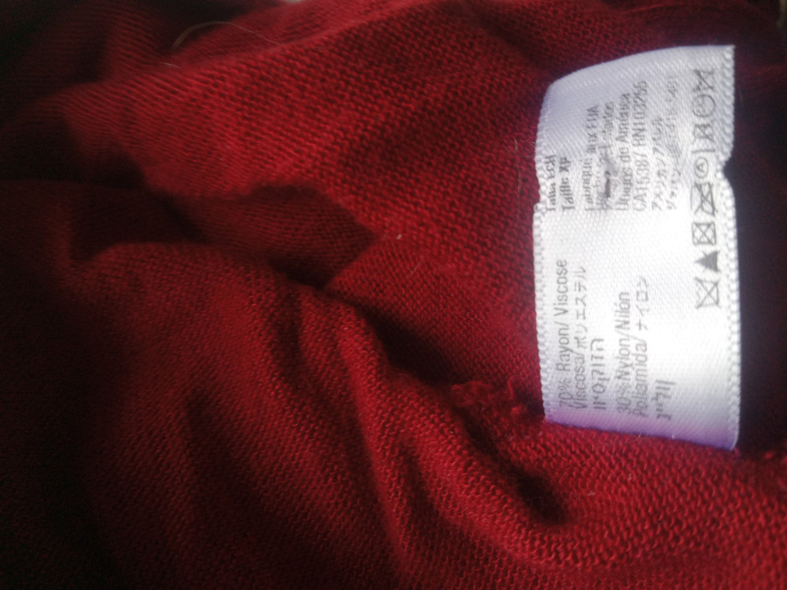 American Apparel Red Long Sleeve Crop Shirt Scoop Neck Size xs