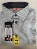 Modern English Shirt NWT Men’s Small Blue Brown Pattern Button Up