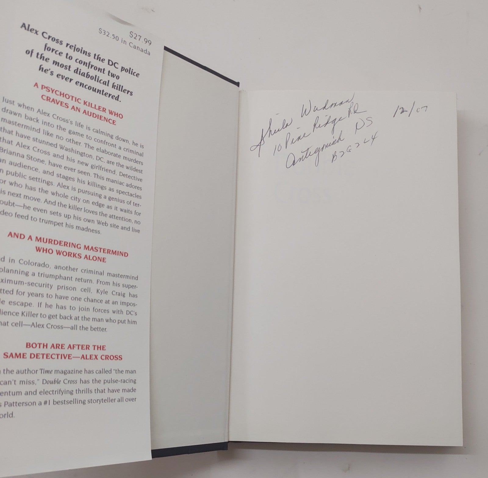 James Patterson Double Cross (Alex Cross Book 13) 2007 Hardcover Thriller