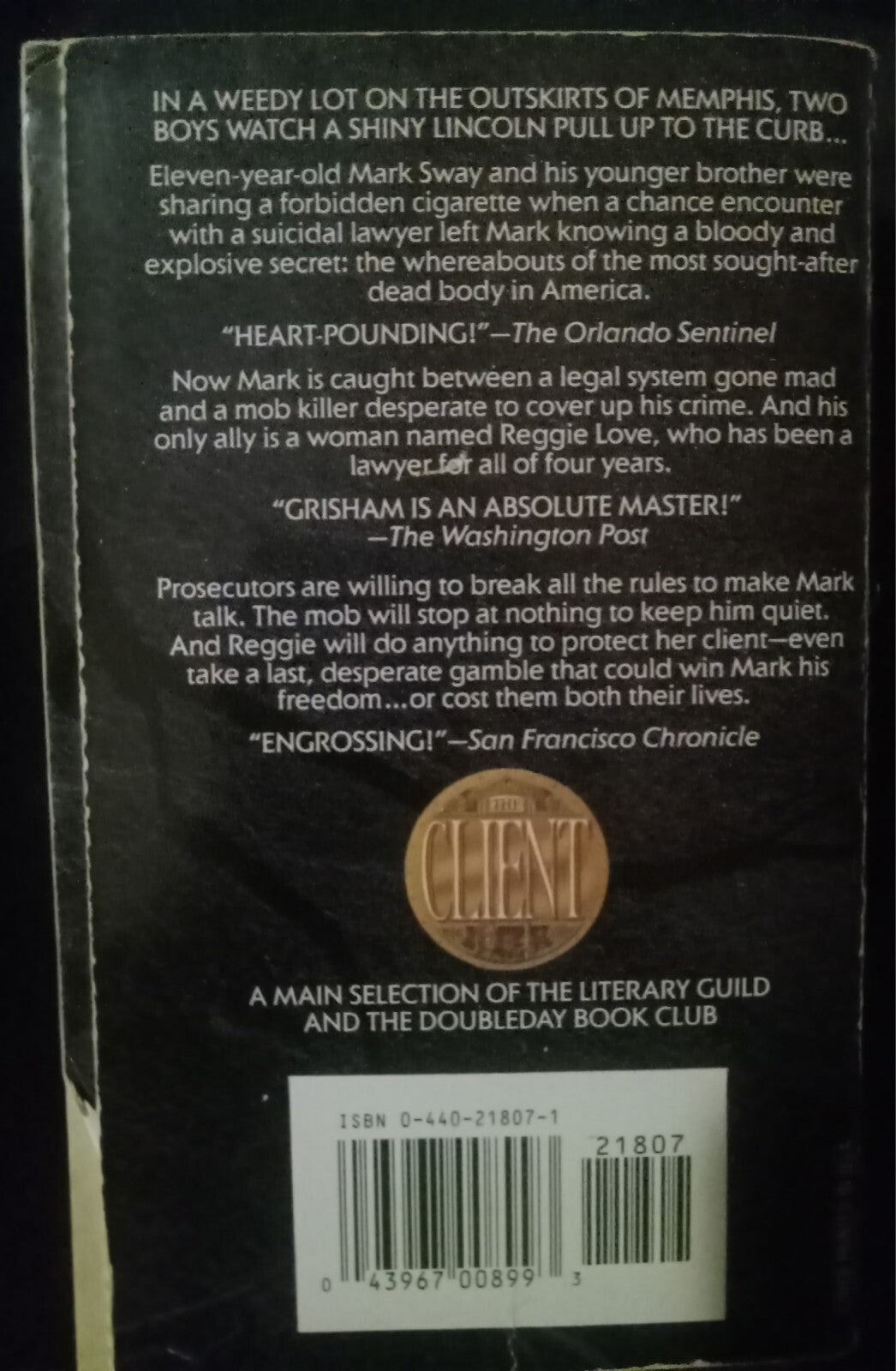 The Client by John Grisham – Legal Thriller – Paperback