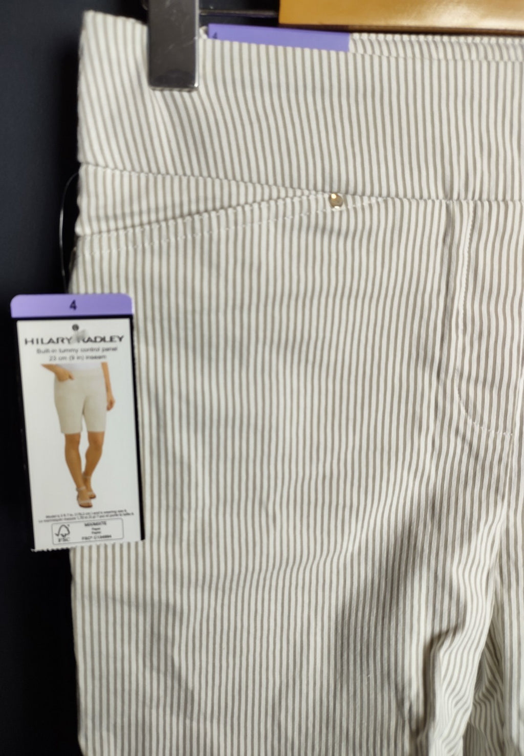 Hilary Radley Beige White Stripe Shorts NWT Women’s Summer Casual Wear