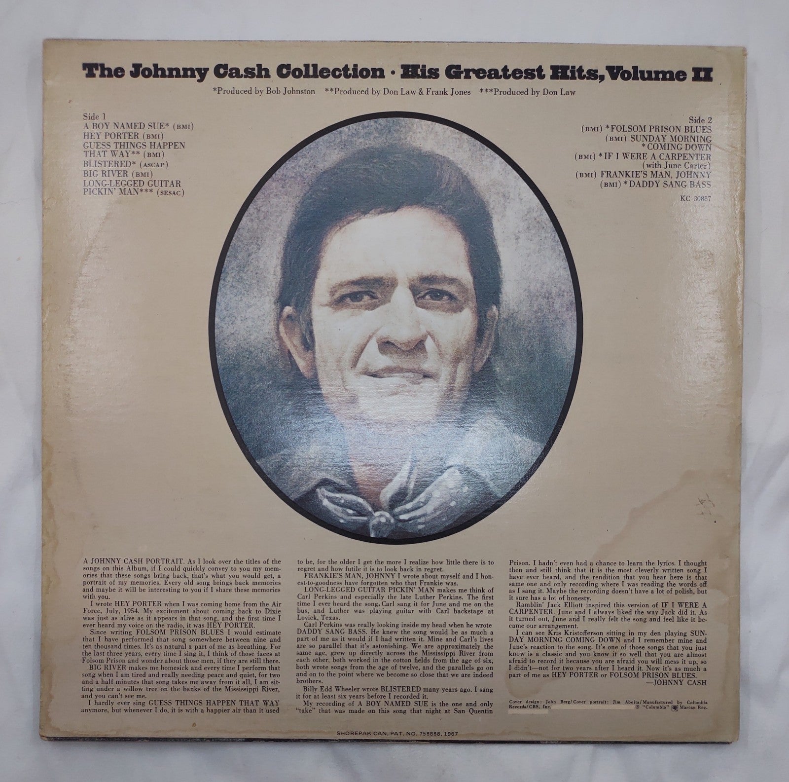 Johnny Cash – His Greatest Hits Vol II LP 1971 Columbia KC-30887 Country VG
