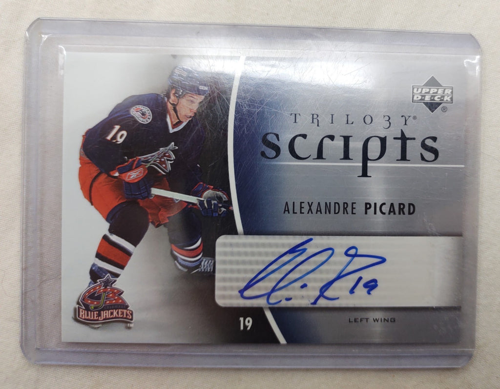 Alexandre Picard Autograph Upper Deck Trilogy Scripts NHL Blue Jackets