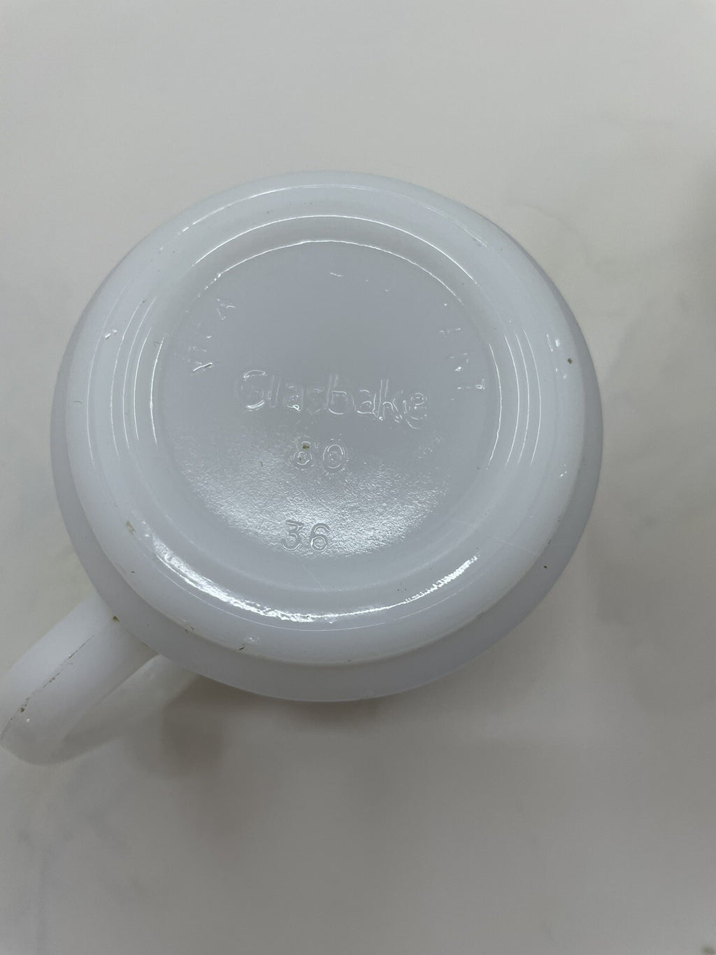 Glasbake Milk Glass Mug Upper Canada Village Souvenir Vintage White Retro