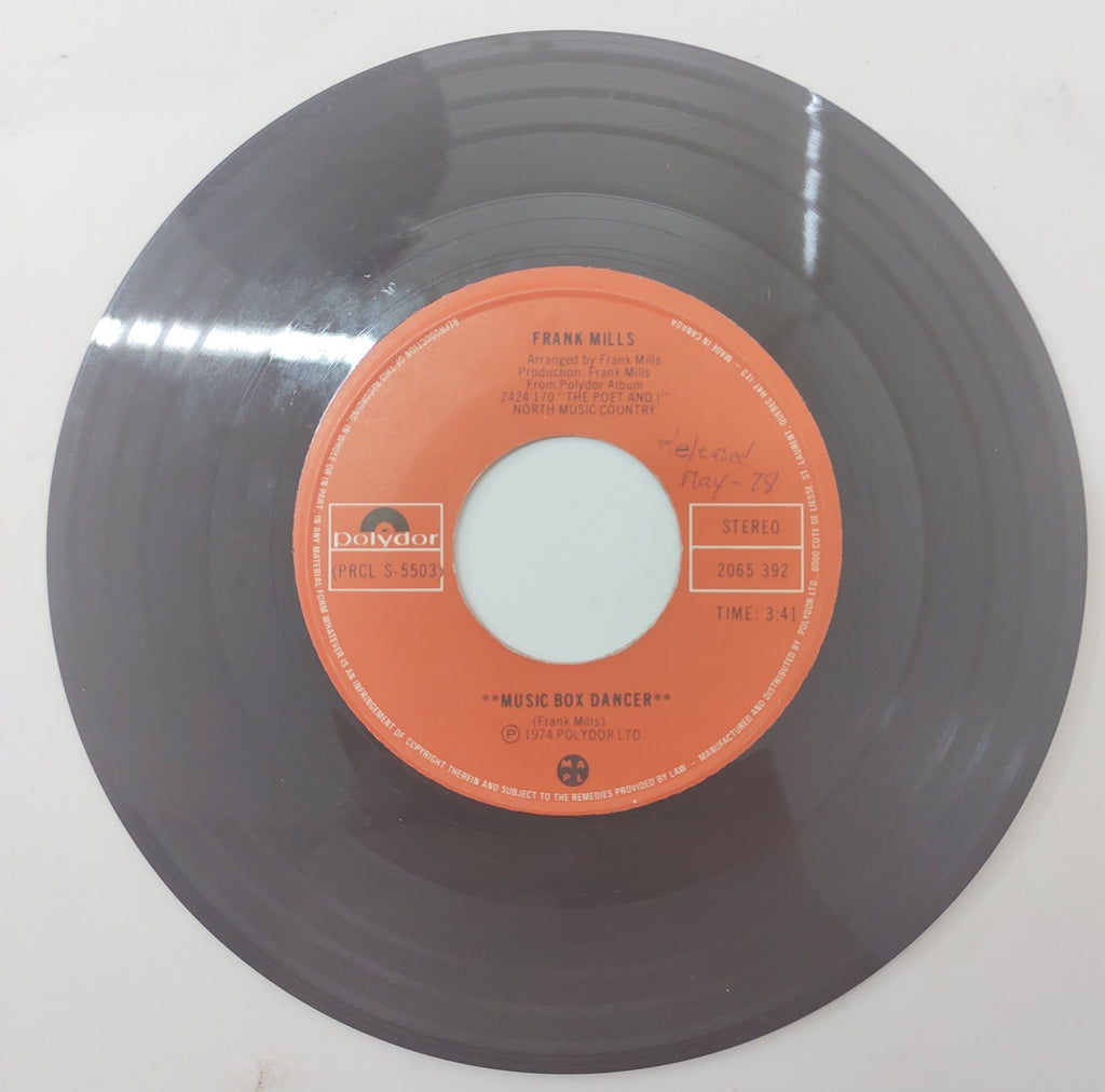 Frank Mills The Poet and I 7" 45 RPM Vinyl Record 1974 Polydor PRCL S-5502