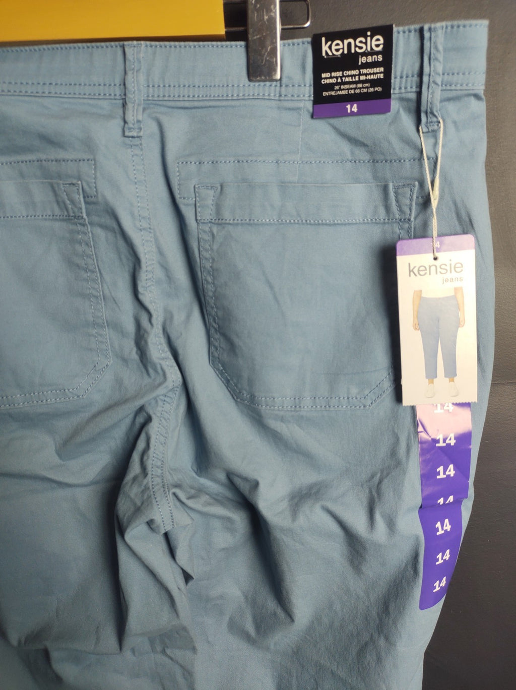 Kensie Women’s Mid Rise Chino Trousers Size 14 Casual Cotton Pants