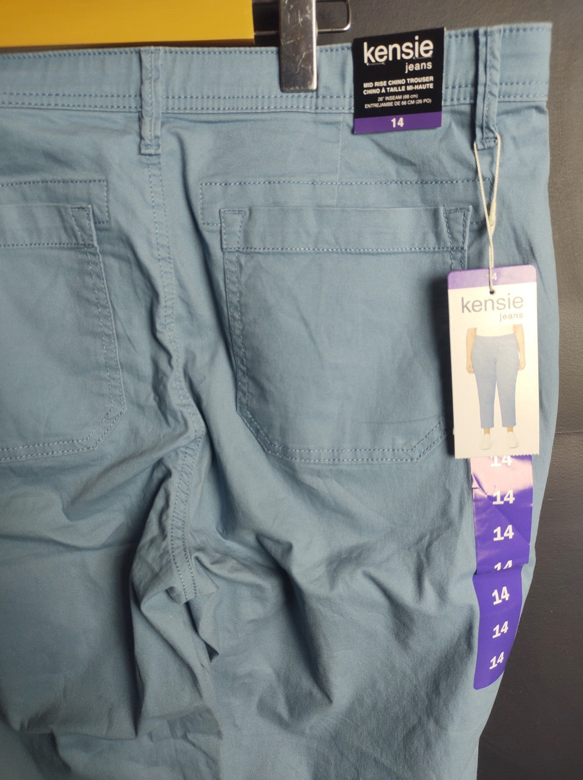Kensie Women’s Mid Rise Chino Trousers Size 14 Casual Cotton Pants