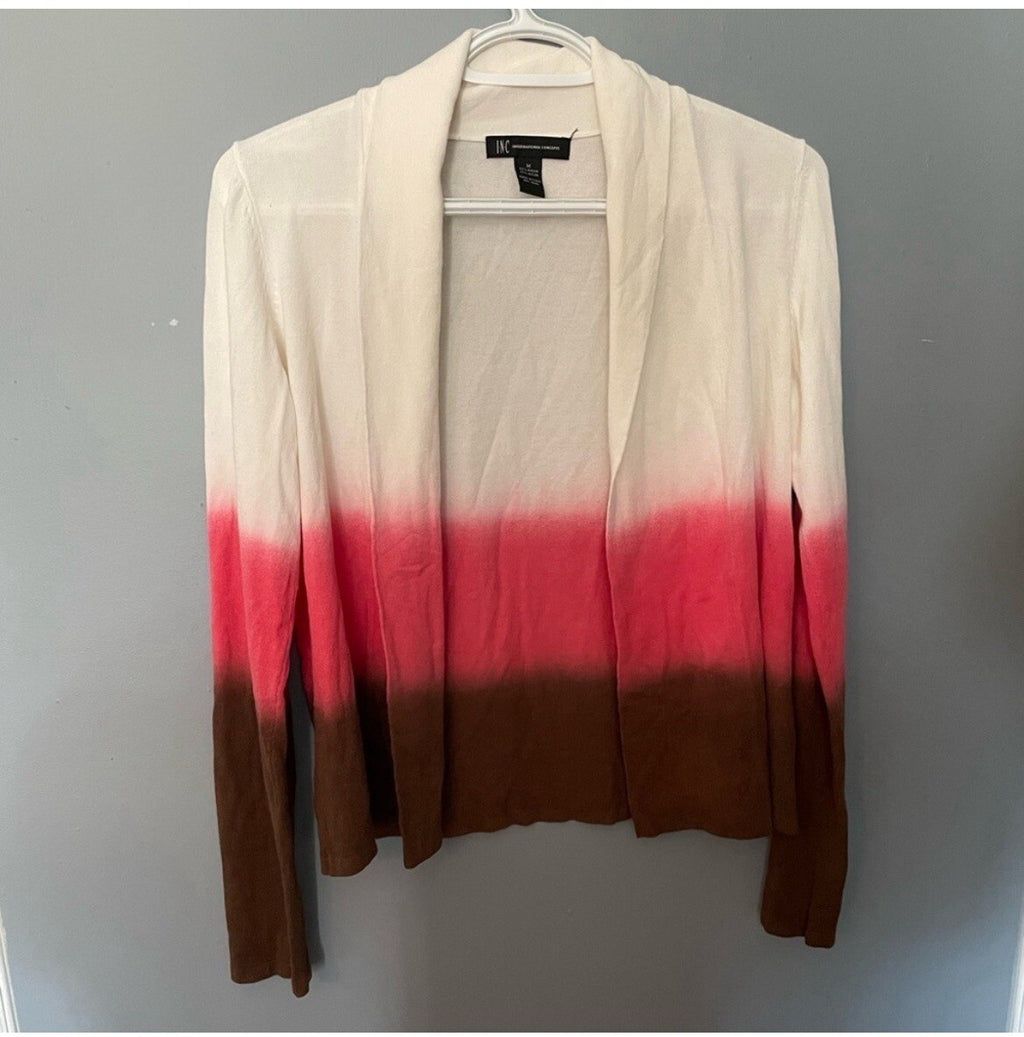 INC Ombre Cardigan Size M Lightweight Long Sleeve Drape Office Casual