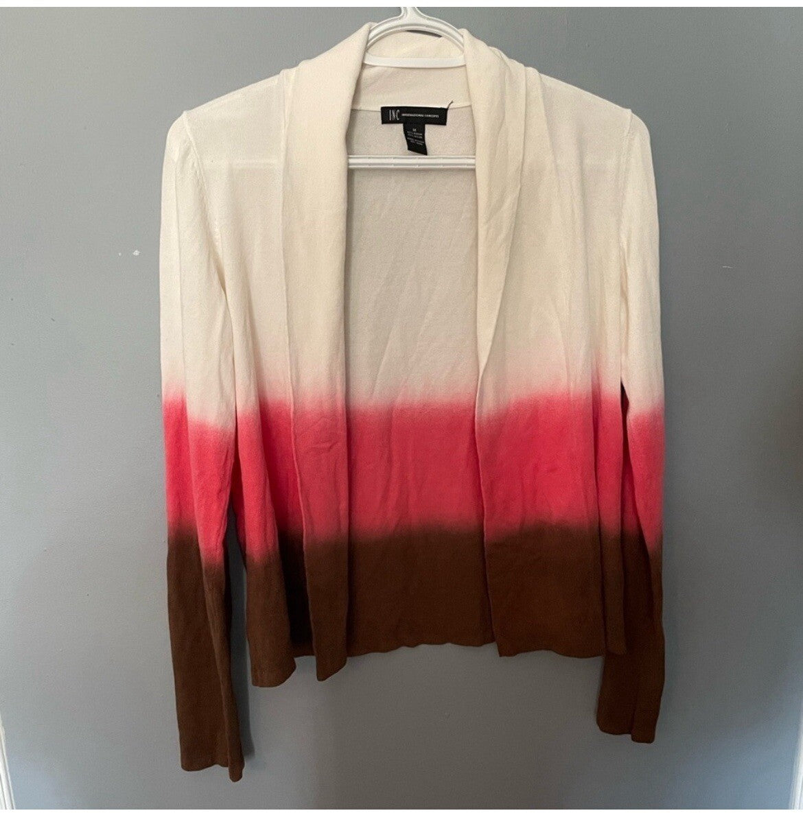 INC Ombre Cardigan Size M Lightweight Long Sleeve Drape Office Casual