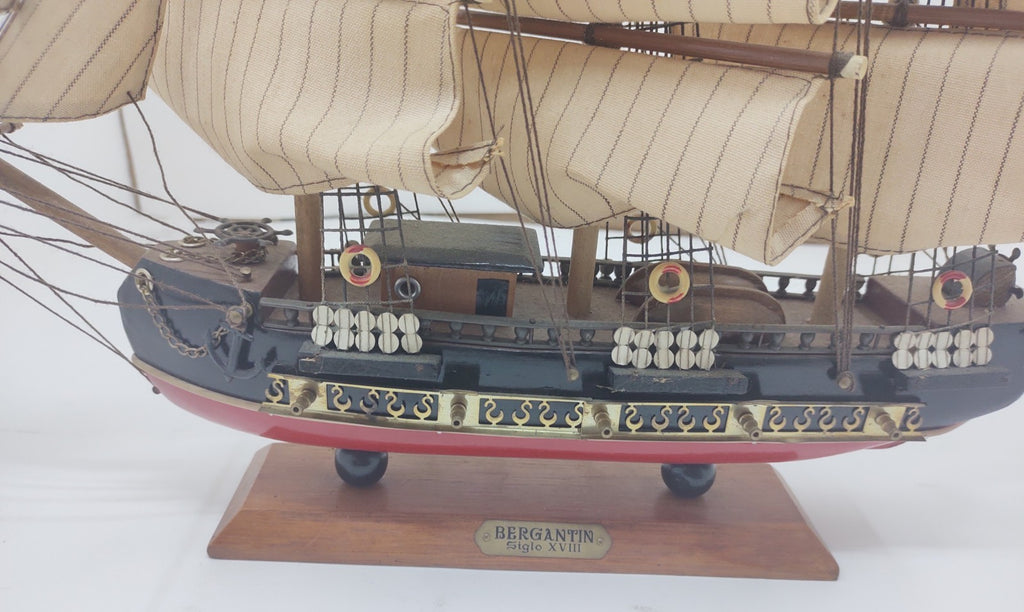 Bergantin Siglo XVIII Wooden Model Ship 18th Century Brigantine Nautical Decor