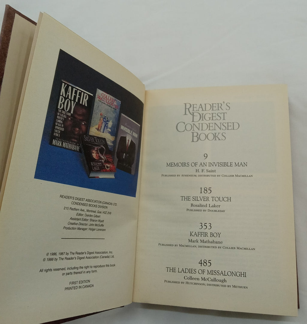 1988 Reader's Digest Condensed 1st Ed HC Leather Gilt Vtg NM Fiction