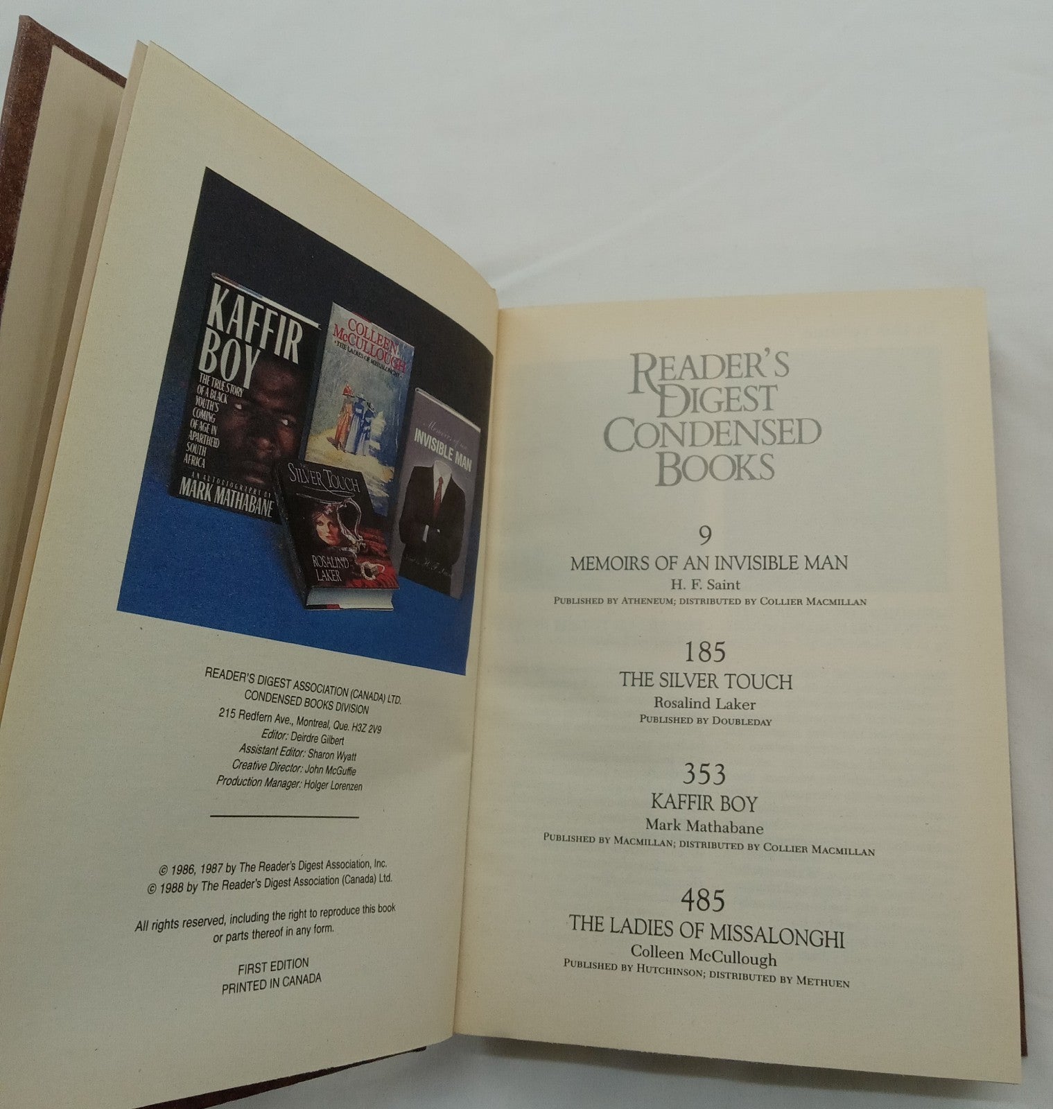 1988 Reader's Digest Condensed 1st Ed HC Leather Gilt Vtg NM Fiction